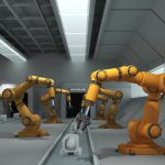 高齢化と工場のロボット
